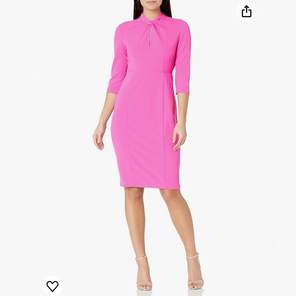 Pink Donna Morgan Crepe Sheath Midi Dress